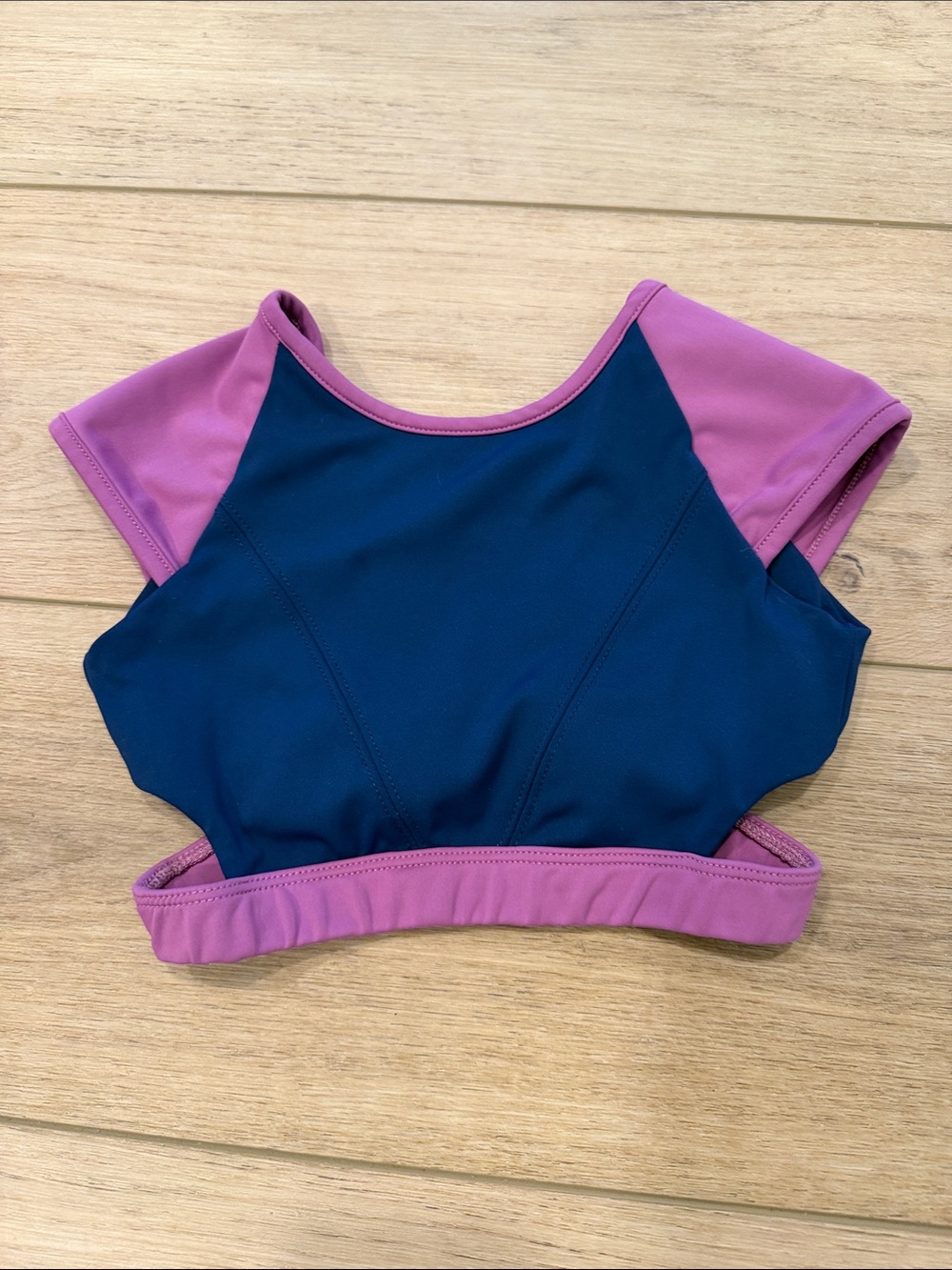 Tiger Friday Color-block  Crop Top - Navy & Lavender